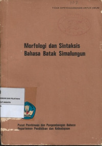 Morfologi dan Sintaksis Bahasa Batak Simalungun