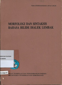 Morfologi Dan Sintaksis Bahasa Bilide Dialek Lembak