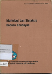 Morfologi dan Sintaksis Bahasa Kendayan