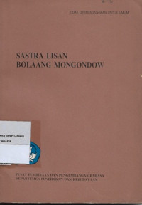 Sastra Lisan Bolaang Mongondow